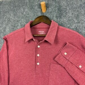UNTUCKit Polo Shirt Mens XXL Red Long Sleeve Cotton Blend Casual Heathered 0439